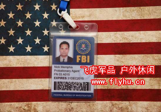 fbi金属警徽证件夹 pvc胸卡 金属fbi徽章 全皮衬垫 三