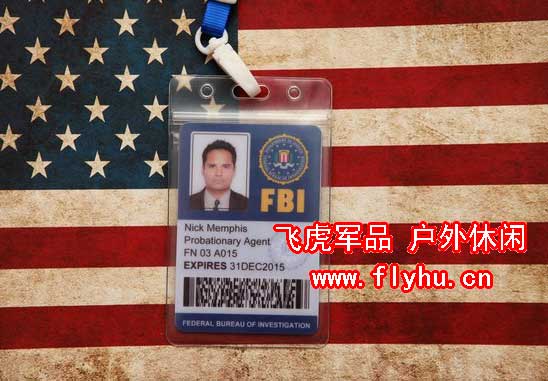 fbi金属警徽证件夹 pvc胸卡 金属fbi徽章 全皮衬垫 三件套