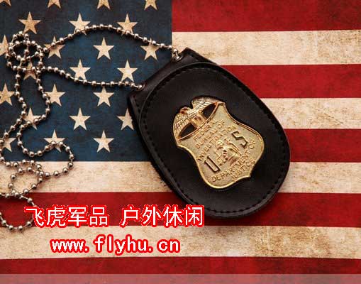 fbi金属警徽证件夹 pvc胸卡 金属fbi徽章 全皮衬垫 三件套