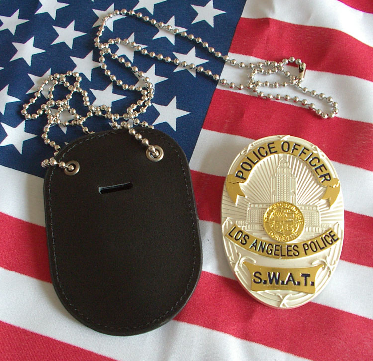 fbi系列 洛杉矶警察局 美国洛杉矶特警swat金属珠链徽章挂饰 金色特警